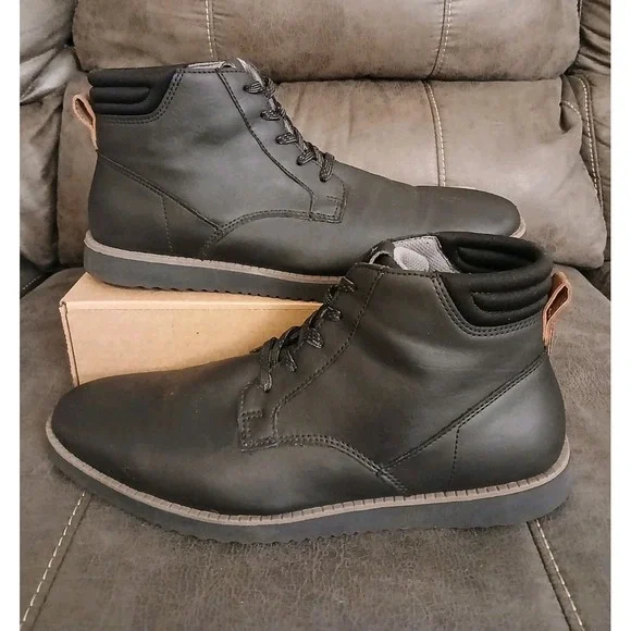 Dr. Scholl's Shoes Mens Syndicate Black Flat Ankle Boots Size 8 Man-Made - Picture 2 of 11